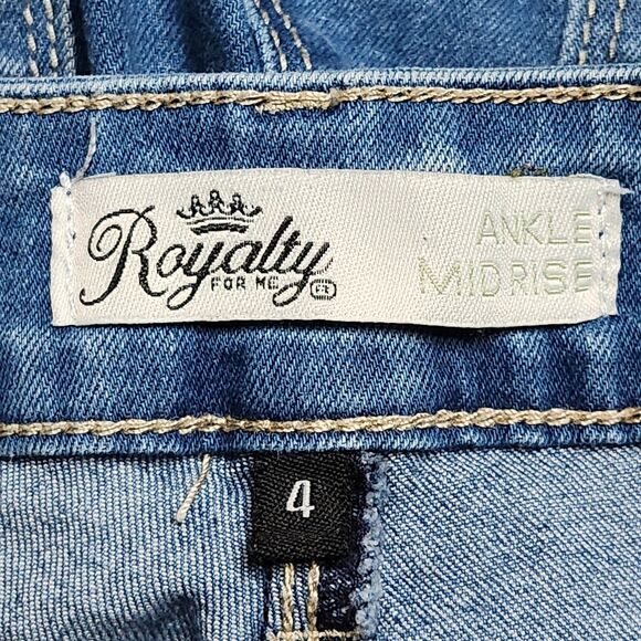 Royalty‎ For Me Mid Rise Ankle Womens Jeans Sz 4 Blue Denim Cuffed Stretch 28x27 - Picture 11 of 13